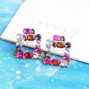 Square jeweled earrings